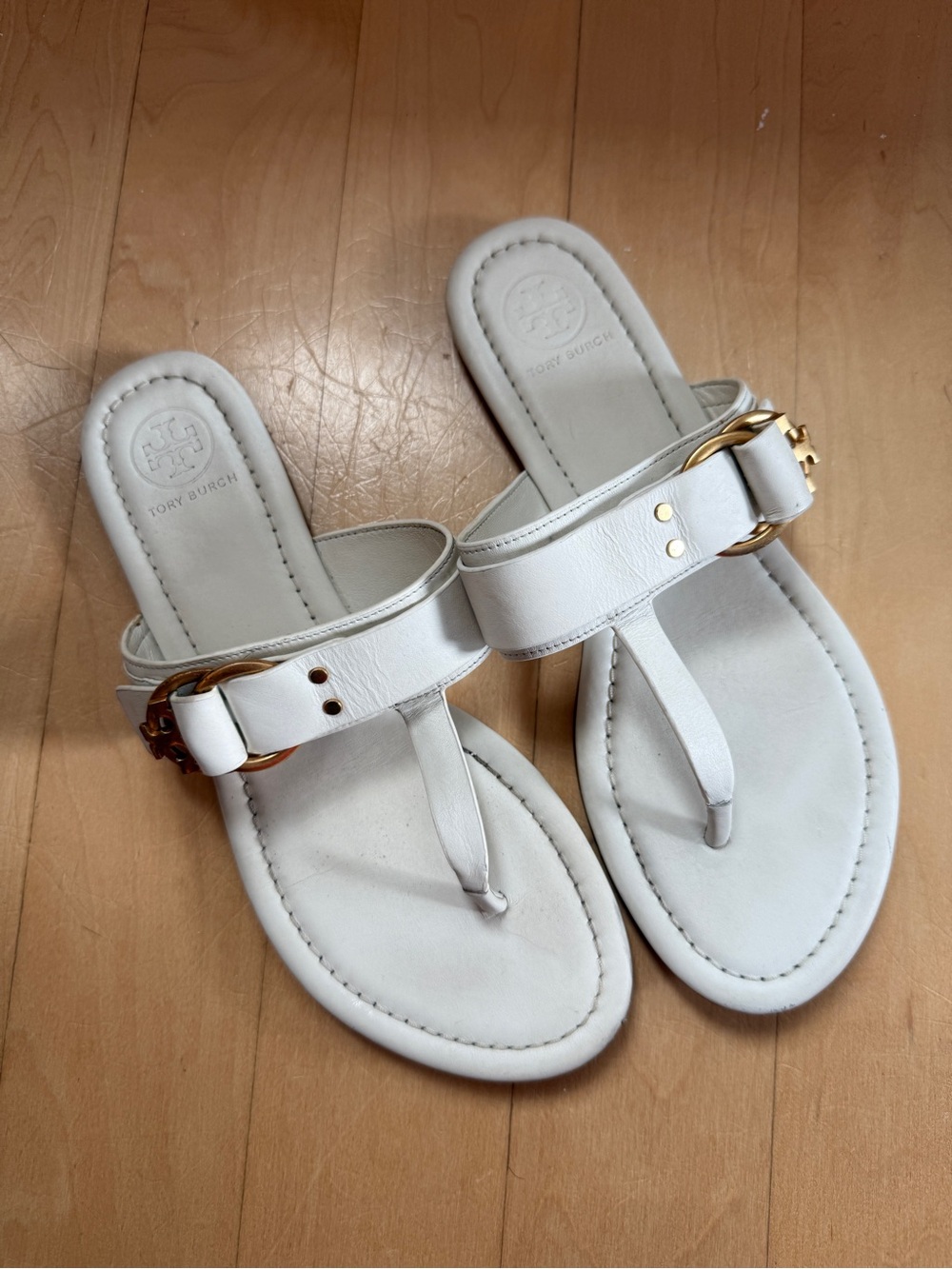 Tory Burch White Leather Thong Sandals - 7